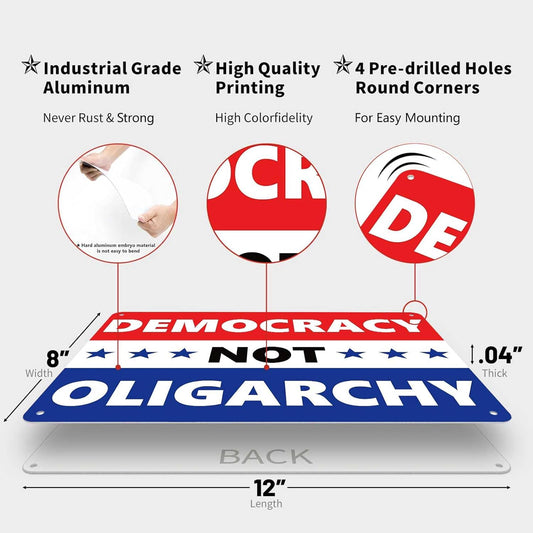 No Kings Protest Yard Metal Signs-Democracy Not Oligarchy Poster For Y