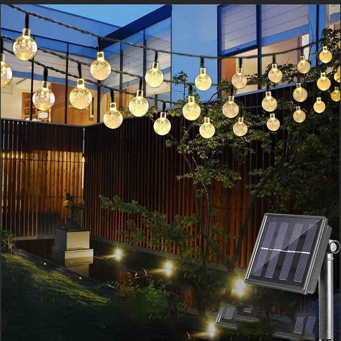 72Ft LED Crystal Ball Waterproof String Lights Solar Powered Fairy Lighting for Garden Home Patio Landscape Holiday Decorations,Solar String Lights Outdoor, Warm White Globe Solar Fairy Lights Outdoor