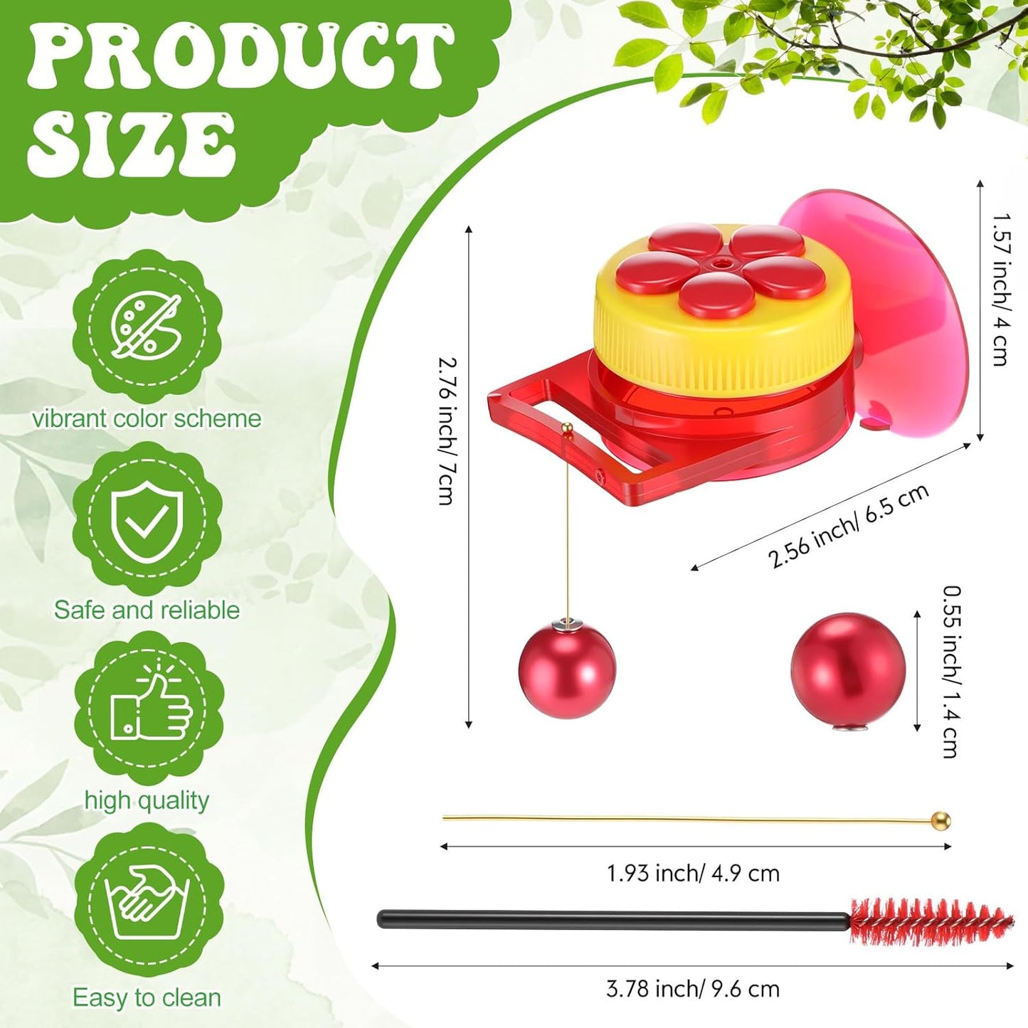 4 Set Window Hummingbird Feeder, 1.57" x 2.56" x 2.76" Mini Humming Bird Feeders with Strong Suction Cup and Brush for Outdoors Garden Decoration