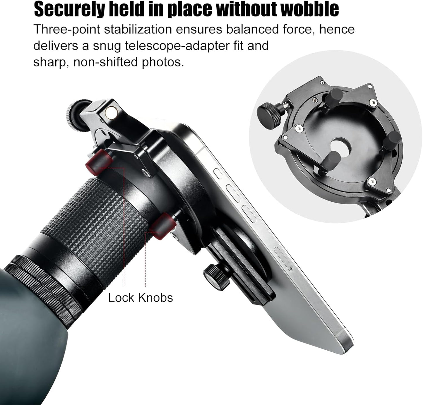 SUNWAY SPA-3060 Cell Phone Adapter for Binocular, Universal Smartphone Mount for Binocular, Compatible with Eyepiece Outer Diameter 30-60mm