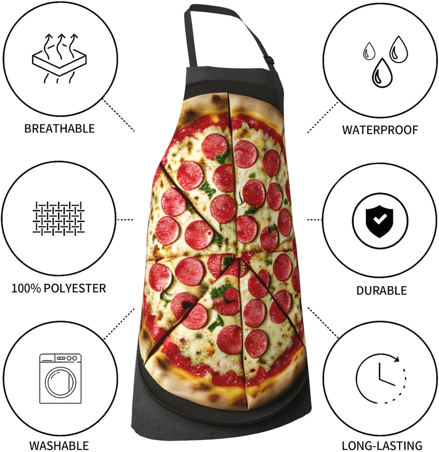 YANYU Large Pizza Print 28x33 In Kitchen Apron Stylish Chef Apron with Pockets for Cooking Baking Painting