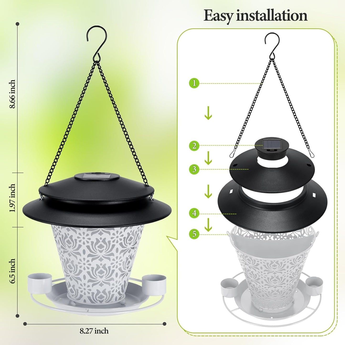 Solar Bird Feeders for Outside Hanging Metal Wild Bird Feeder Solar La