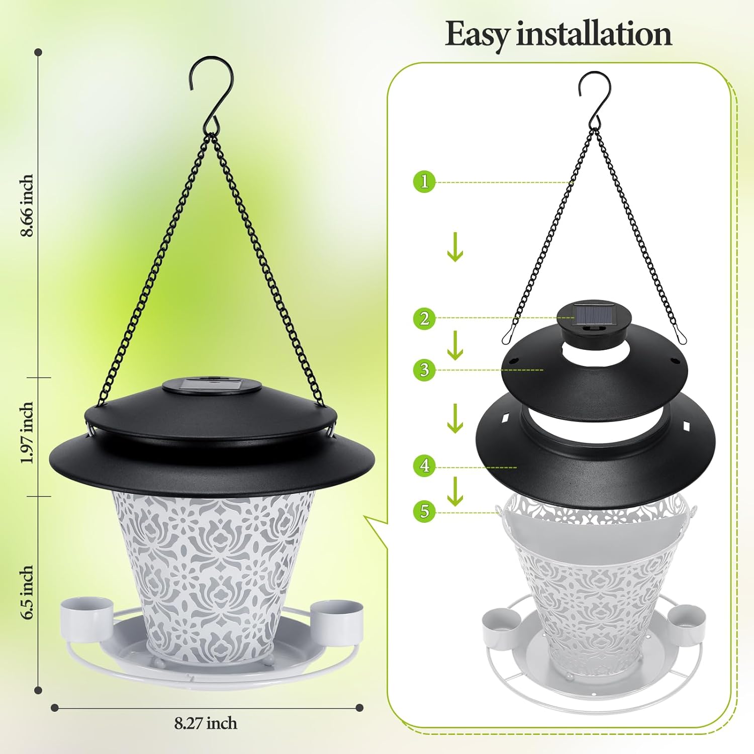 Solar Bird Feeders for Outside Hanging Metal Wild Bird Feeder Solar La