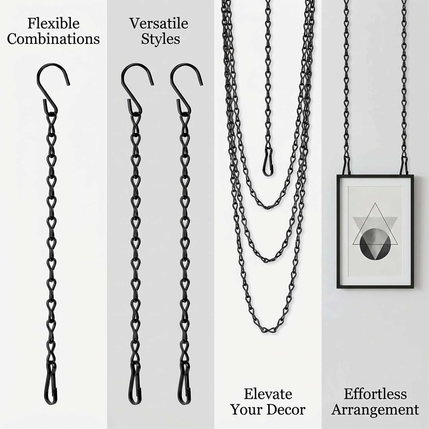 15PCS Bird Feeder Hanging Chain with Hooks – Heavy Duty Black Chain fo