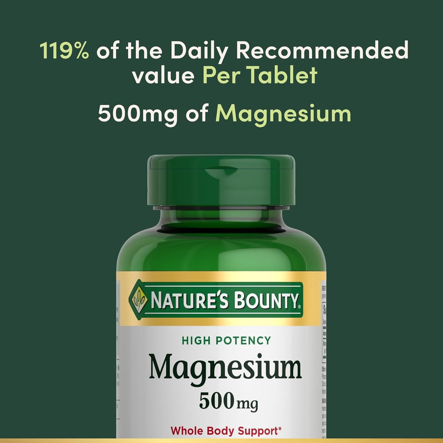 Nature's Bounty Magnesium 500 mg Tablets, High Potency Magnesium Suppl