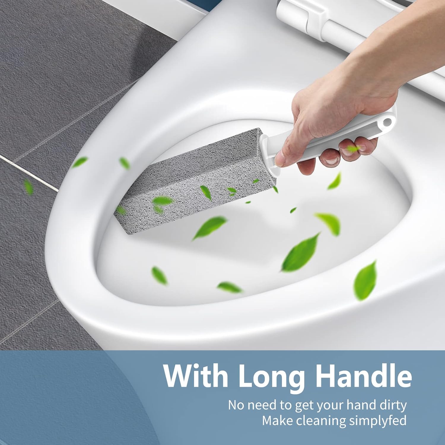 Toilet Bowl Cleaner Pumice Stone -Hard Water Stain Remover with Ergono