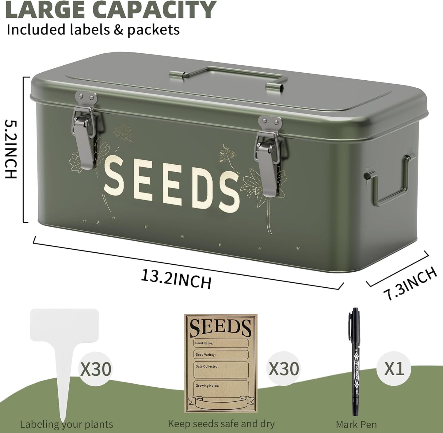 Orionstar Metal Seed Storage Organizer, 4 Compartments Saving Box with