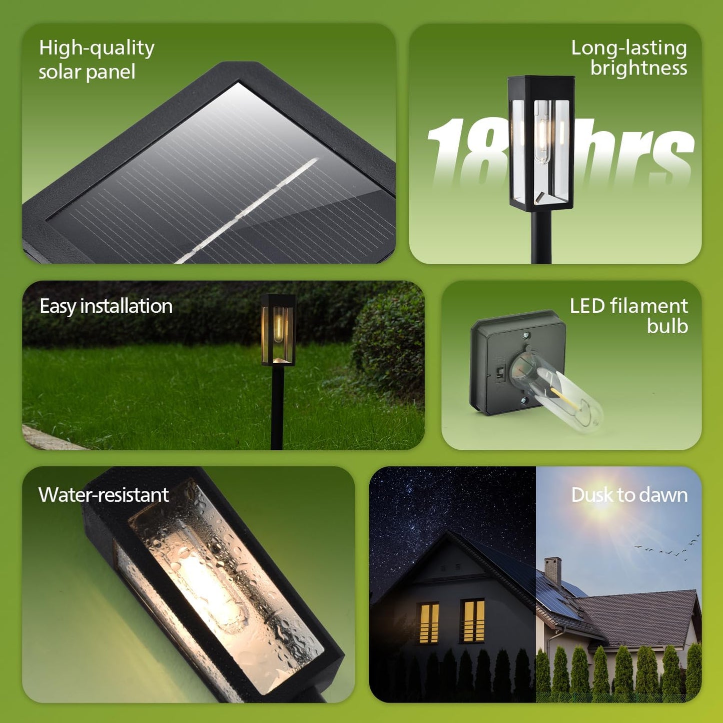 Philips 8 Packs Solar Pathway Lights Outdoor, Glass Metal Led Garden L