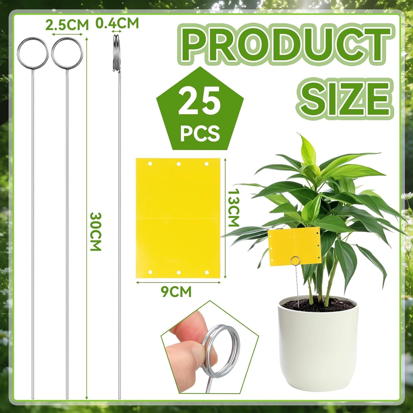 50 Pcs 12 Inch Dual-Sided Yellow Fruit Fly Traps Kit Includes 25 Stick