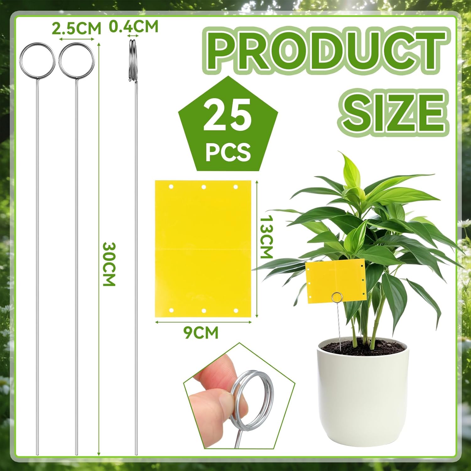 50 Pcs 12 Inch Dual-Sided Yellow Fruit Fly Traps Kit Includes 25 Stick