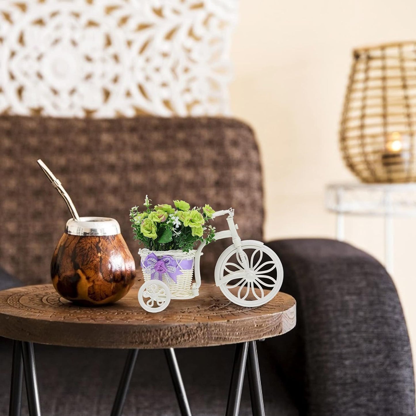 DOITOOL Summer Decorations for Home Indoor Bike Flower Holder Small Shelf Bracket Artificial Flower Arrangements Desktop Plant Stand Bike Display Rack