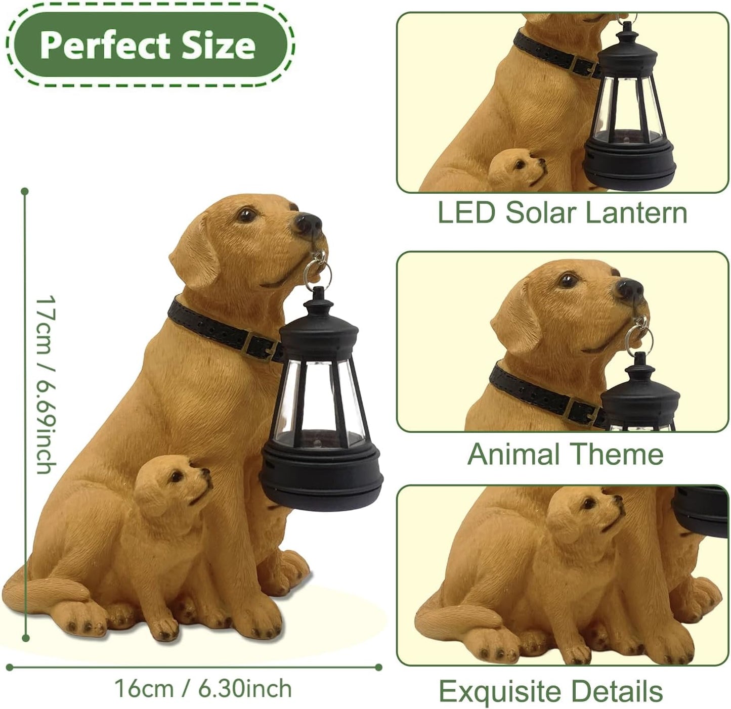 Garden Dog Statues with Solar Lantern, Outdoor Resin Figurine Solar Lights for Yard, Balcony & Porch Decor, Labrador Family Decoration Art Sculpture, Housewarming Garden Gift.(Labrador Family)