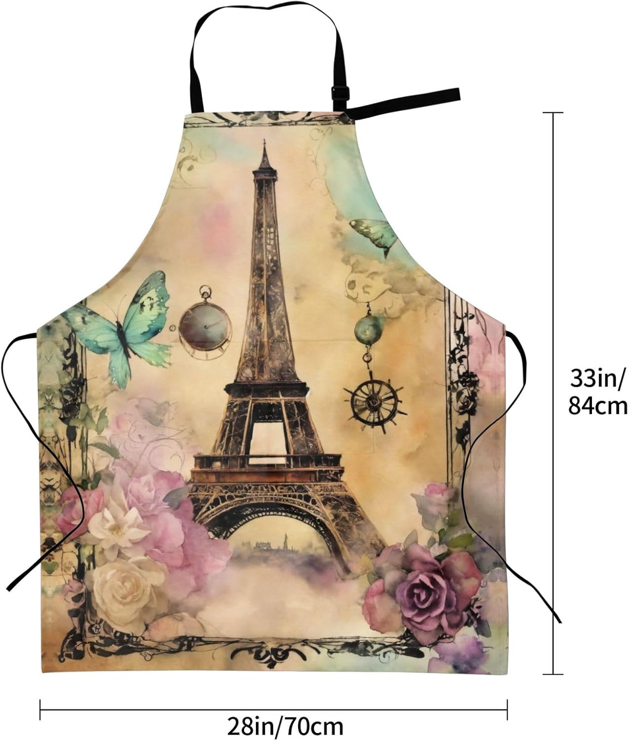 Paris Eiffel Tower print Waterproof chef's apron with pocket apron for kitchen cooking baking barbecue and gardening