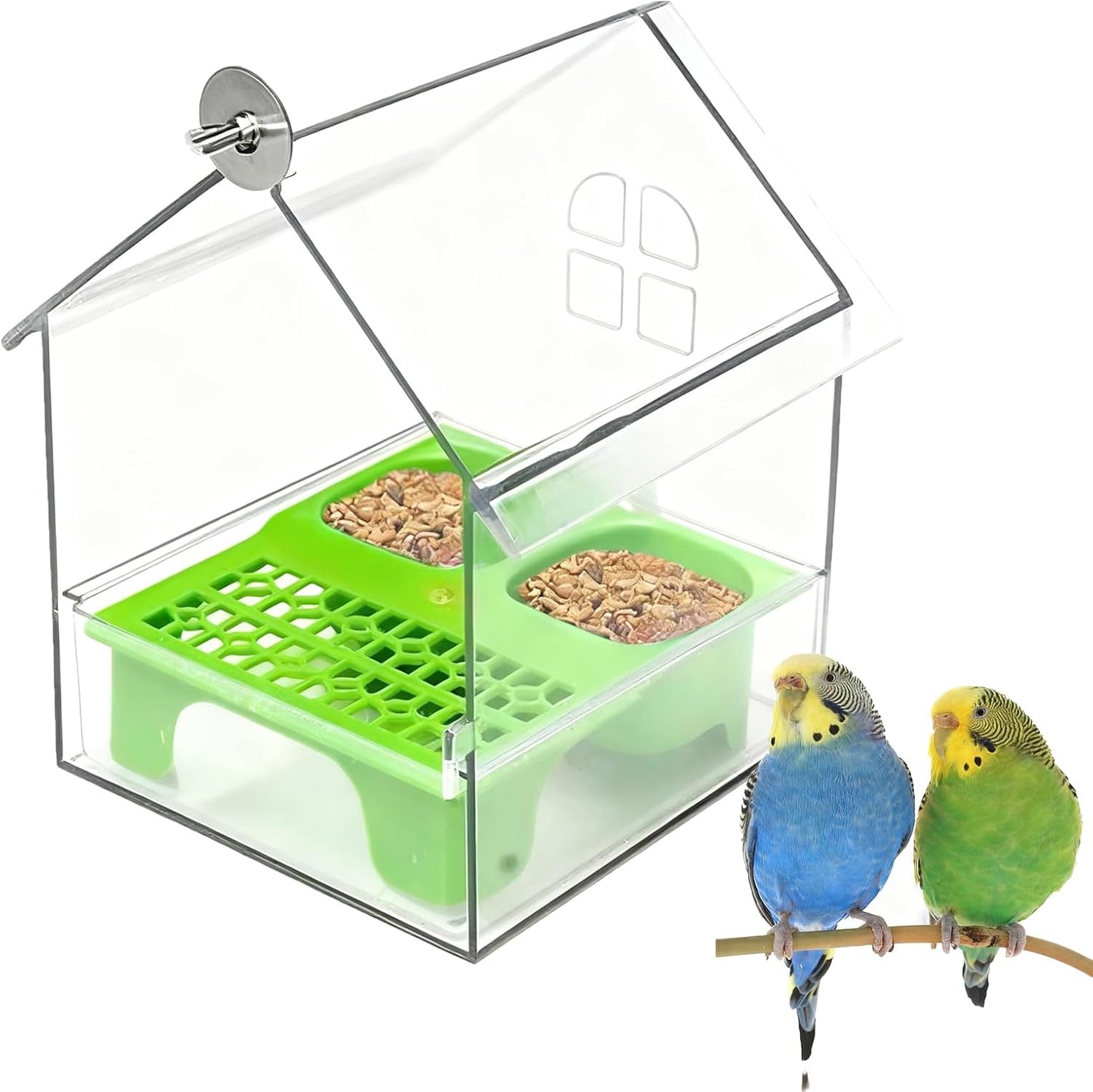 Pull-Out External Parrot Feeder, No Mess Bird Feeder, Decorative Trans