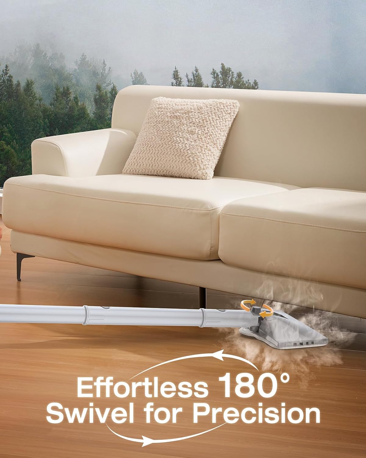 LABIGO 10-in-1 Steam Mop with Detachable Handheld Steamer, 350ml Tank, 10s Heat-Up, 248°F Steam Cleaner, 3-Level Control and Swivel Head for Floors, Carpets, Tiles, BBQ grill Multi-Surface Clean White