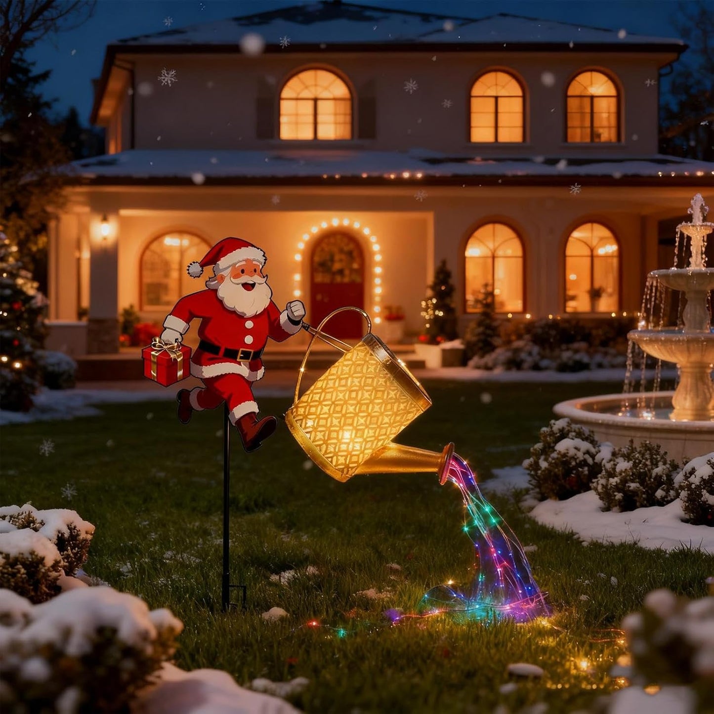 Christmas Santa Solar Kettles Lights - Solar Waterproof Decorative Christmas Decoration - Garden Ground Kettle Lamps - for Garden Pathway Driveway Patio Lawn Porch