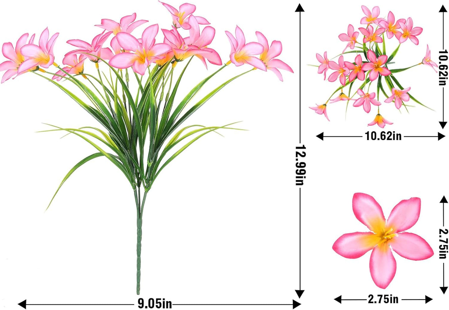 Artificial Fake Flowers for Outdoor Spring Decoration, 12 Bundles UV Resistant Faux Plastic Fabric Flowers Lily for Indoor Outdoor Garden Porch Entryway Window Box Pot Vase Planter Decor