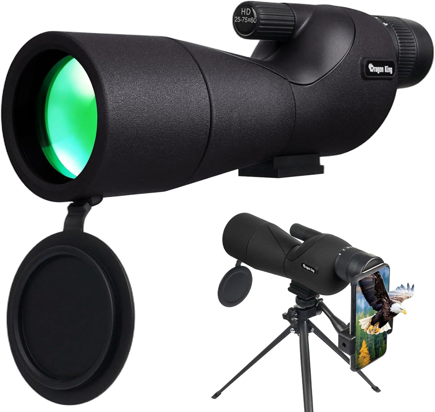 BIBIRE 25-75x60/80 HD Spotting Scope, BAK4 Waterproof Spotter Scope wi