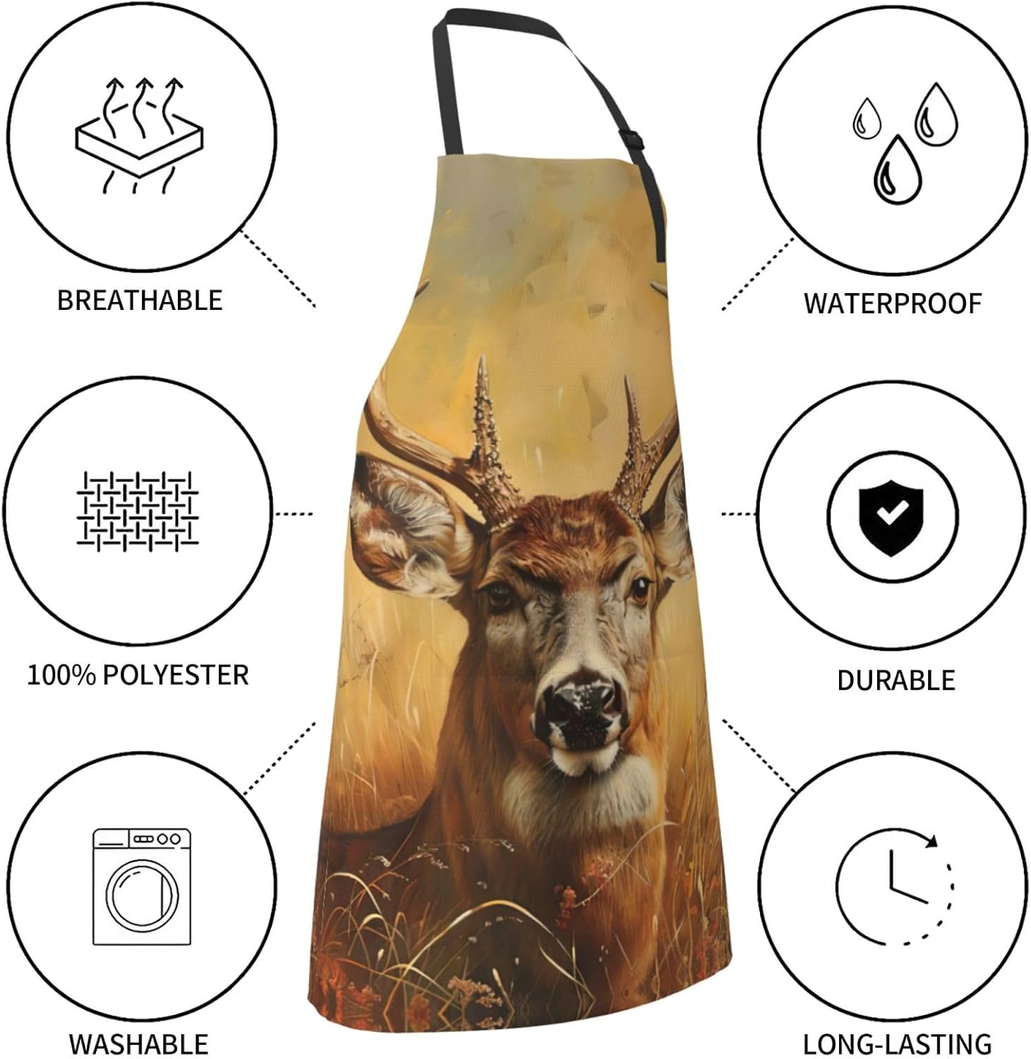 Wild Deer print Waterproof chef's apron with pocket apron for kitchen 