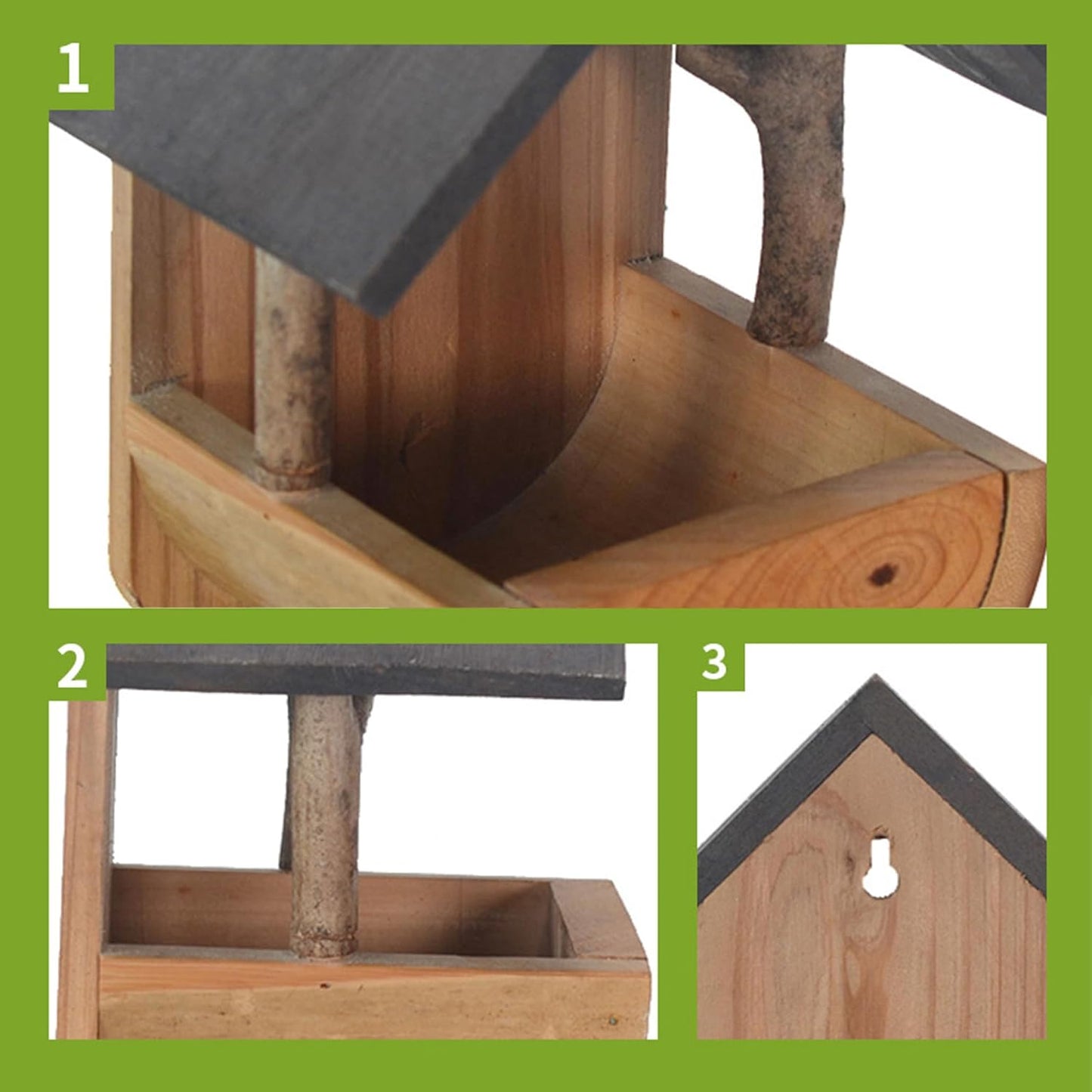 Bird Feeders Hanging Bird Feeder, Wooden Feeder with Wide Perch Tray for Outdoors, Creative Garden Decor and Supplies for Small Wild Birds