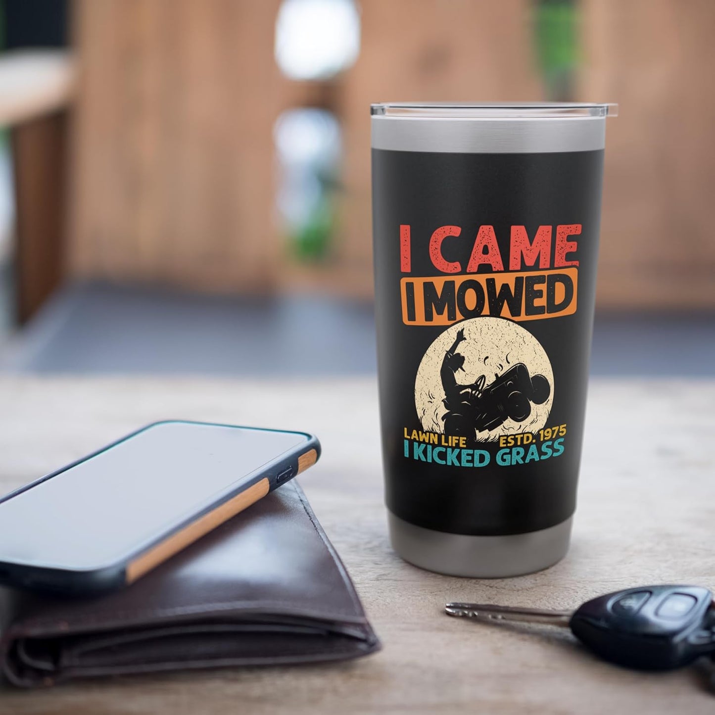 I CAME I MOWED LAWN LIFE ESTD. 1975 I KICKED GRASS Stainless Steel Insulated Tumbler