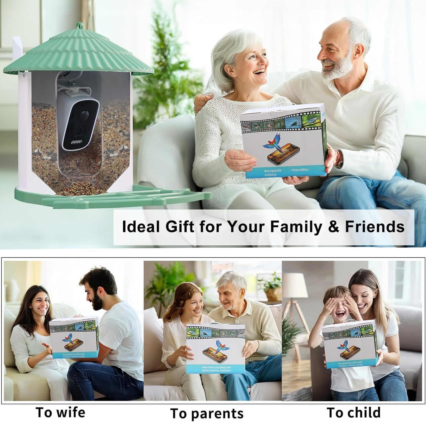 Smart Birdfeeder with Camera Built-in&Solar Powered-Humming Bird Feeder Birdhouse with Camera Inside Wireless Video Live,Night Vision, AI Bird Recognition,Real-Time Alerts for Outdoor Birdlover Gifts