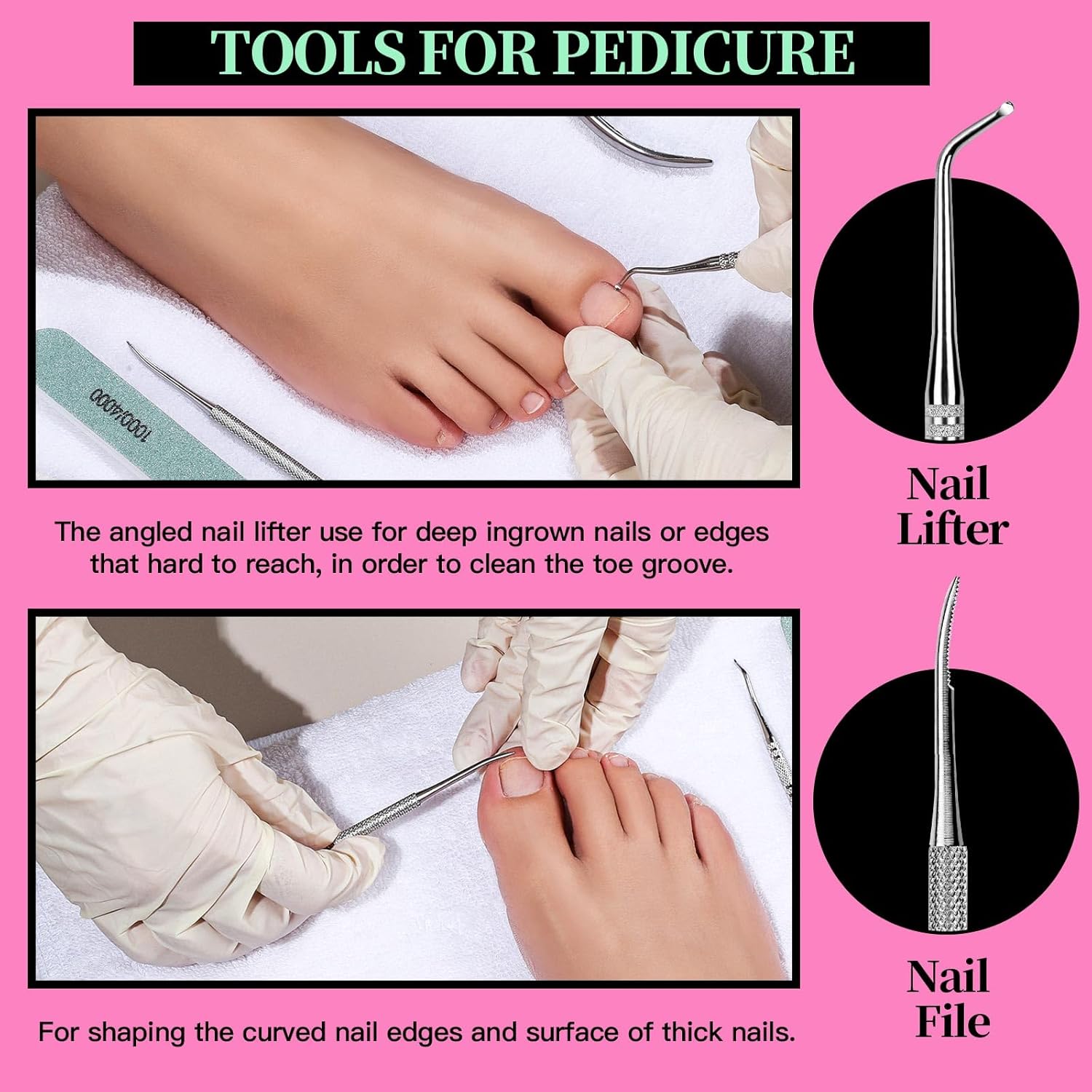 FANDAMEI Nail Care Kit, Nail Files 100/180, Nail Buffer Block, Cuticle