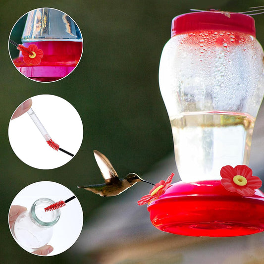 26pcs Hummingbird Feeders Replacement Flowers, Hummingbird Feeder Replacement Flowers with 2 Cleaning Brush, Hummingbird Feeder Parts for Outdoor Hanging Feeders(Red)