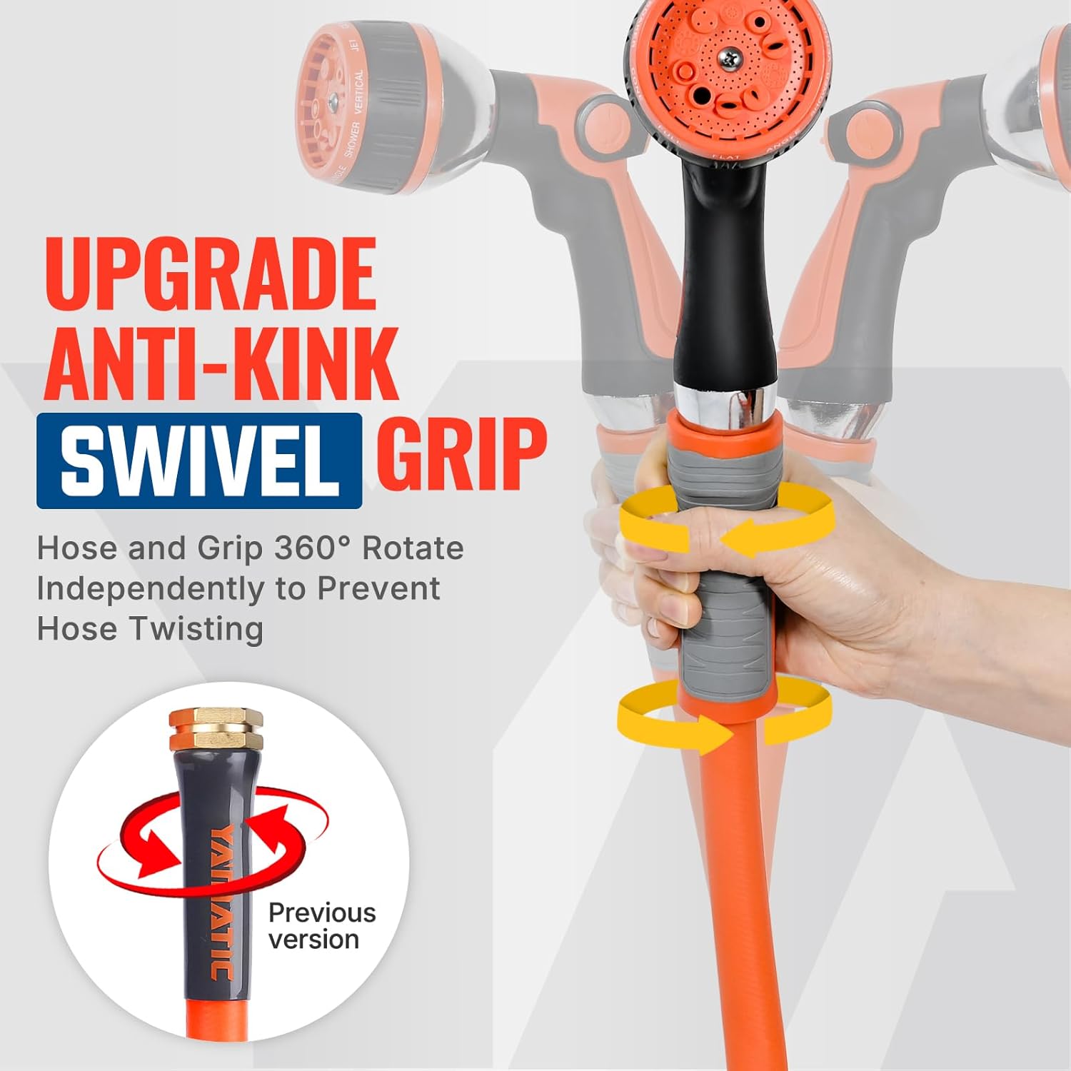YAMATIC Heavy Duty Garden Hose 5/8 in x 50 ft with Swivel Fitting, Sup