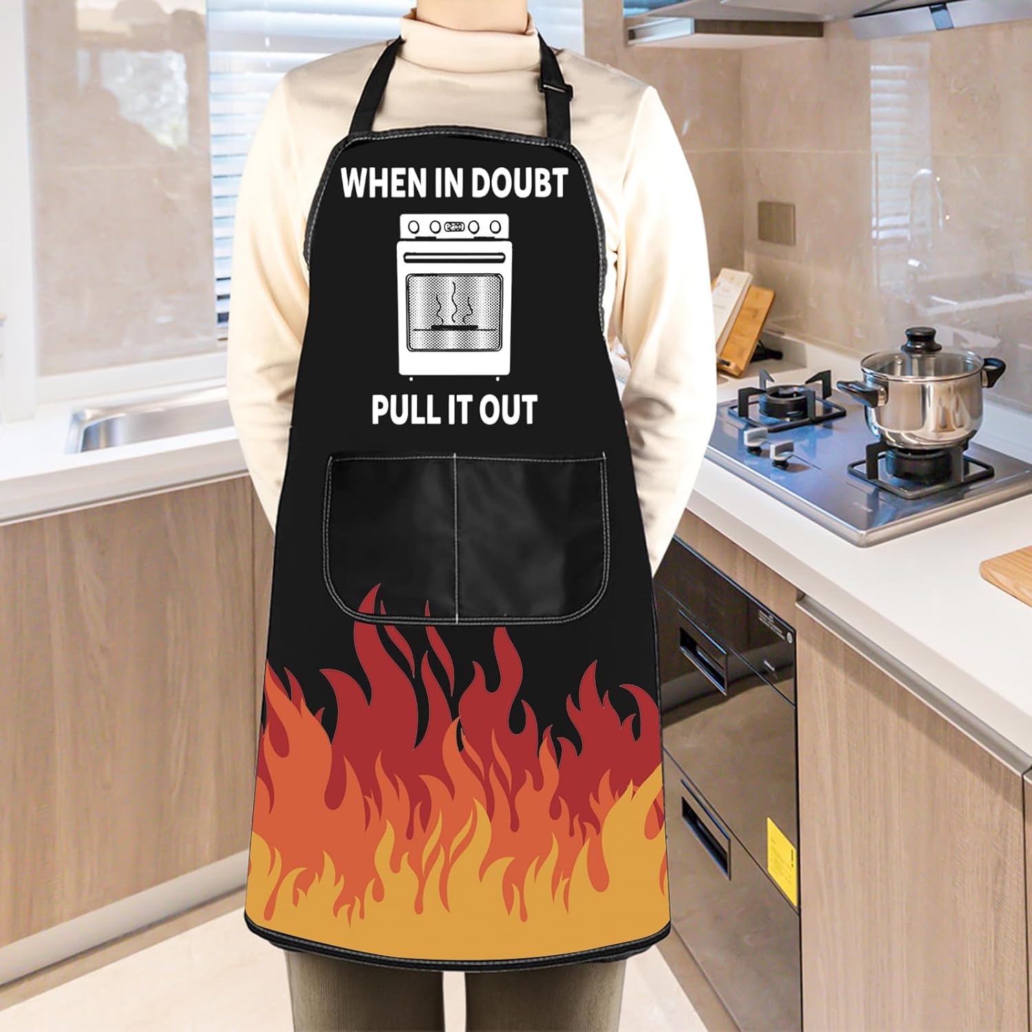WCGXKO Funny Oven Kitchen Apron Offensive Merch Funny Housewarming Gif