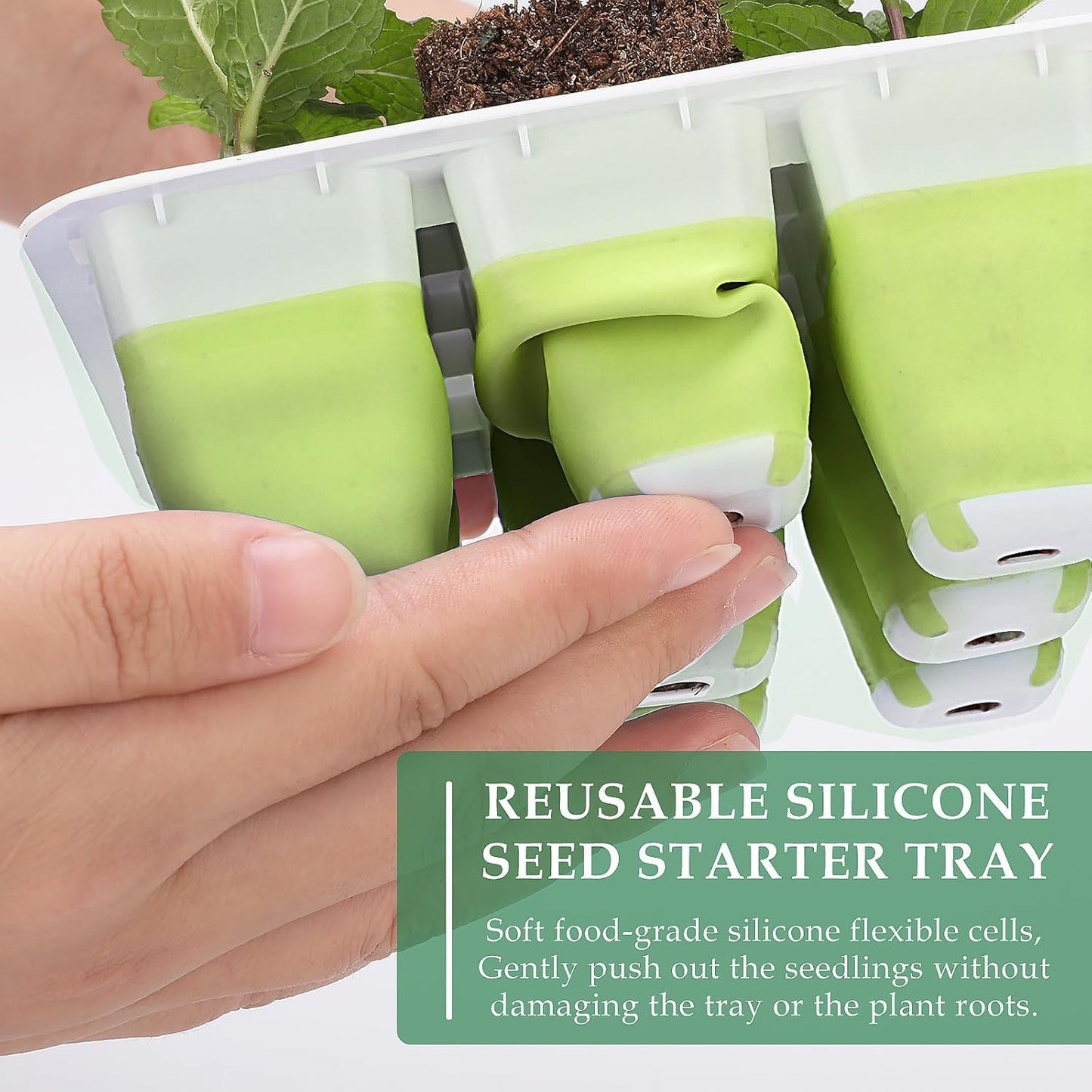 6pcs Reusable Seed Starter Kit, 72 Cells Seed Starter Trays, Silicone 
