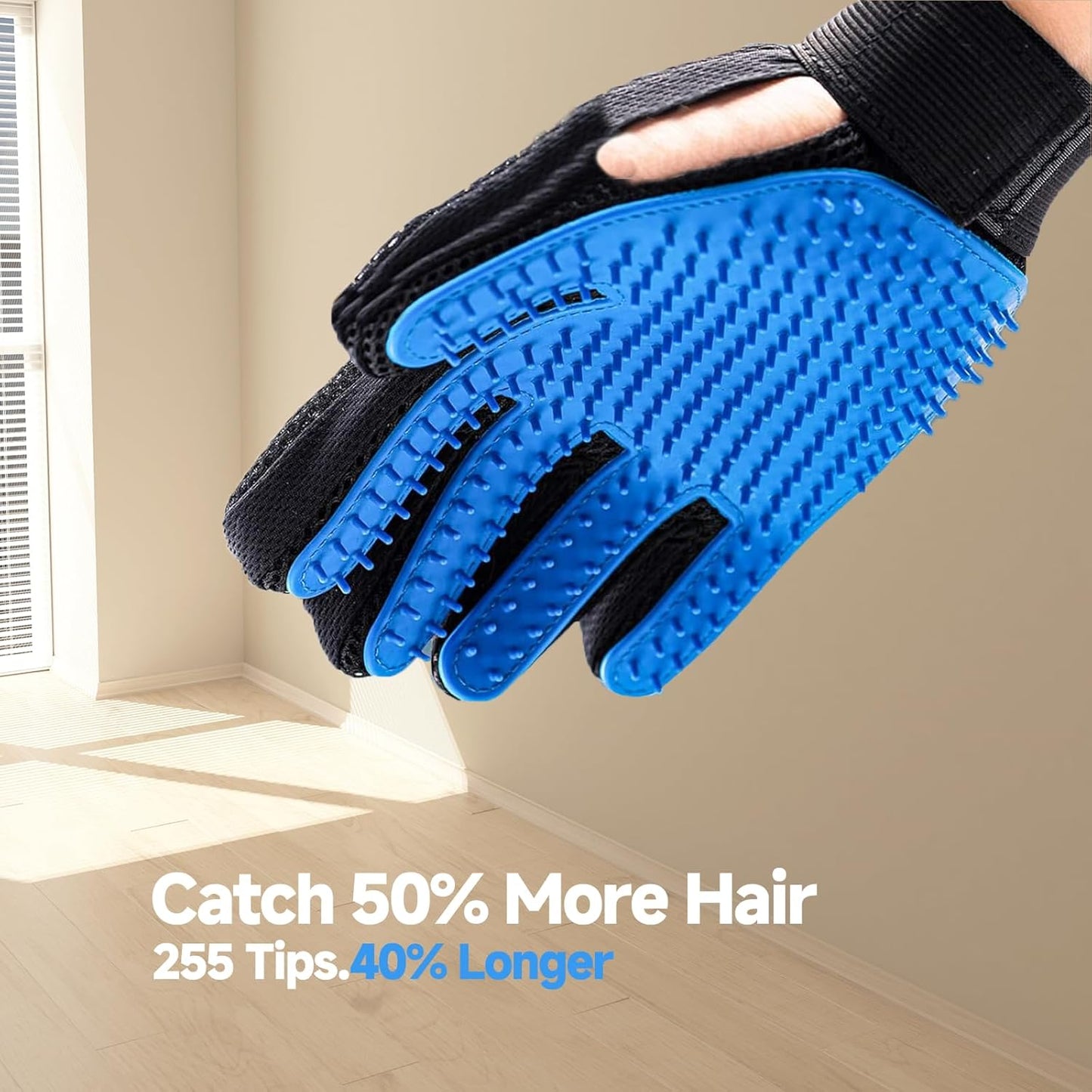 Pet Hair Removal Glove for Dogs & Cats, 2-in-1 Deshedding Brush & Mass