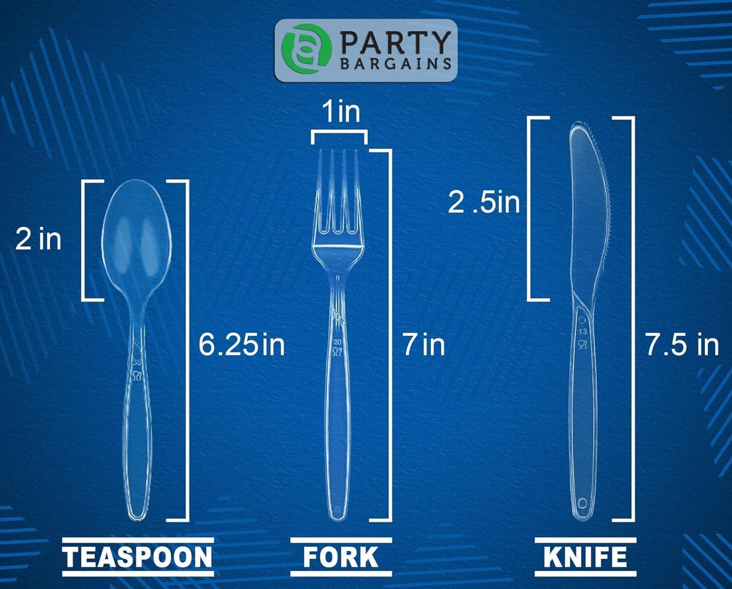 Party Bargains Disposable Cutlery set, SAPPHIRE Design, Clear Color, 3