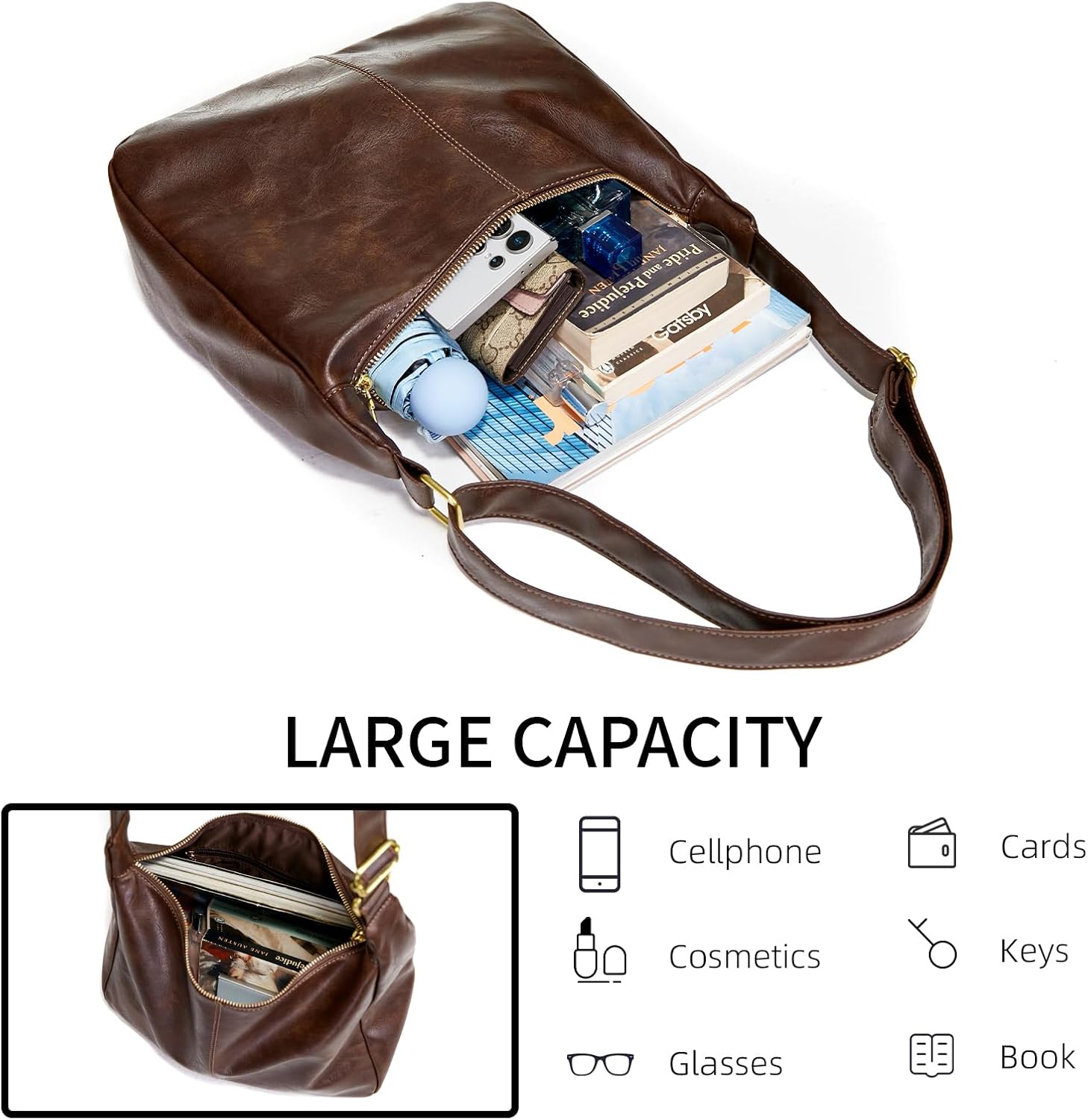 celestina Hobo Bags for Women, Ultra Soft Foldable Vegan Leather Shoul