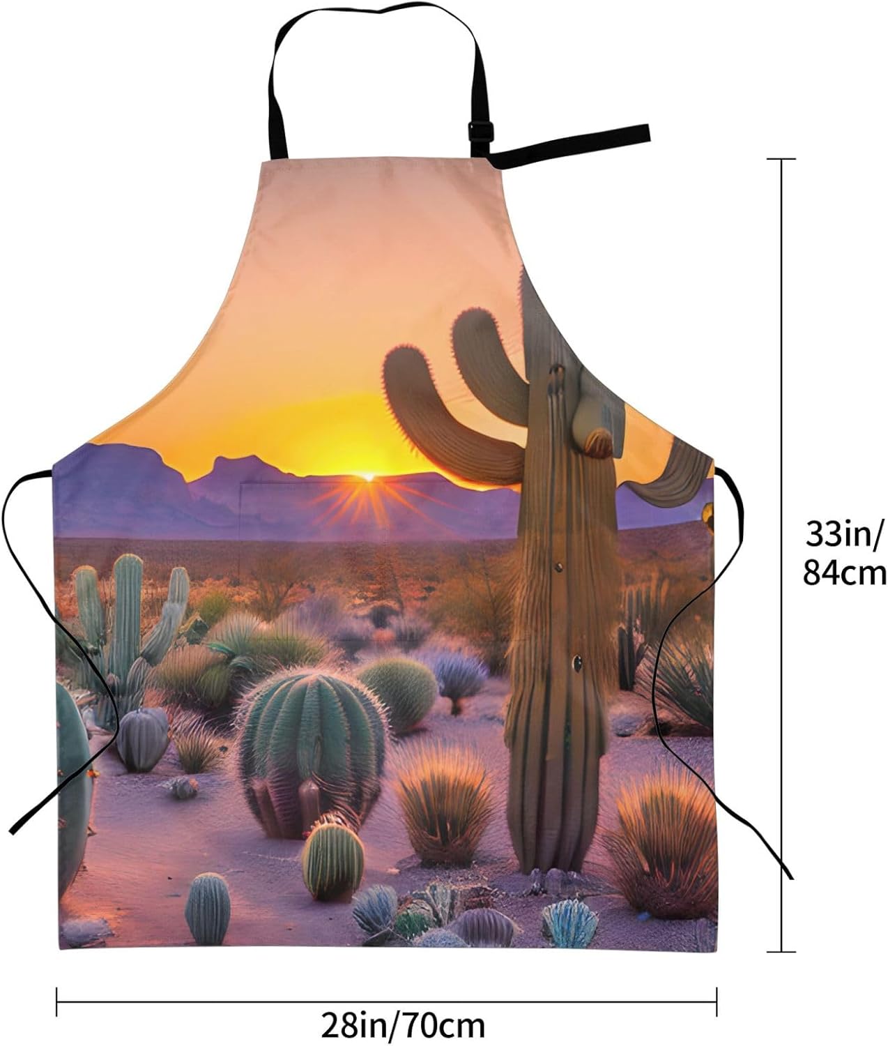 YANYU Cactus Desert Sunsets Print 28x33 In Kitchen Apron Stylish Chef Apron with Pockets for Cooking Baking Painting