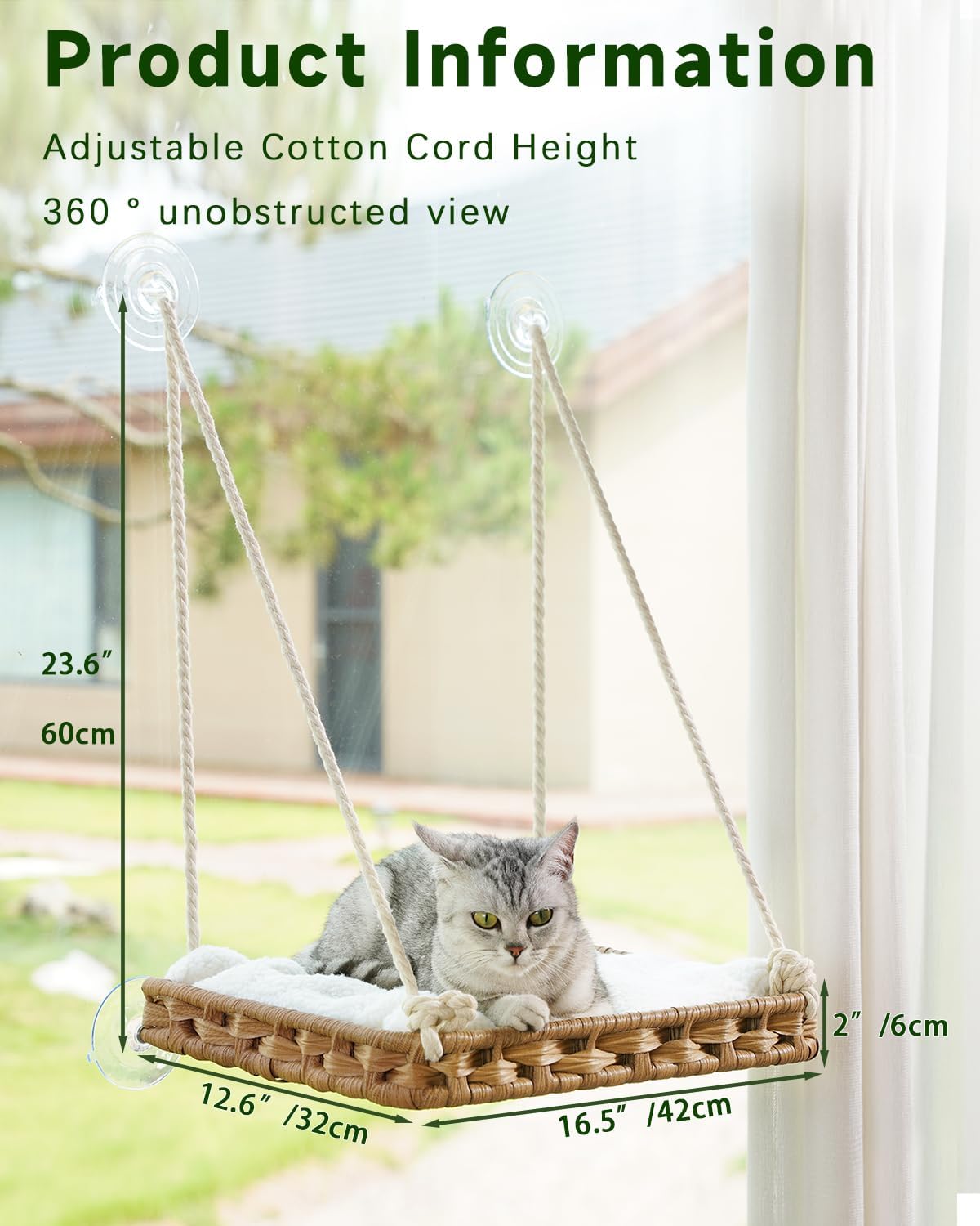Cat Window Perch 2 Pack,Cat Window Hammock Bed for Indoor Cats,Large H
