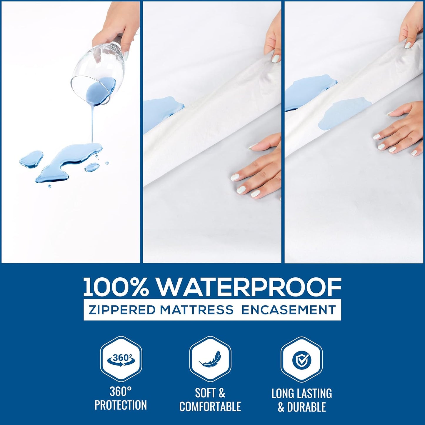 Utopia Bedding Mattress Protector Zippered King Size, 100% Waterproof 