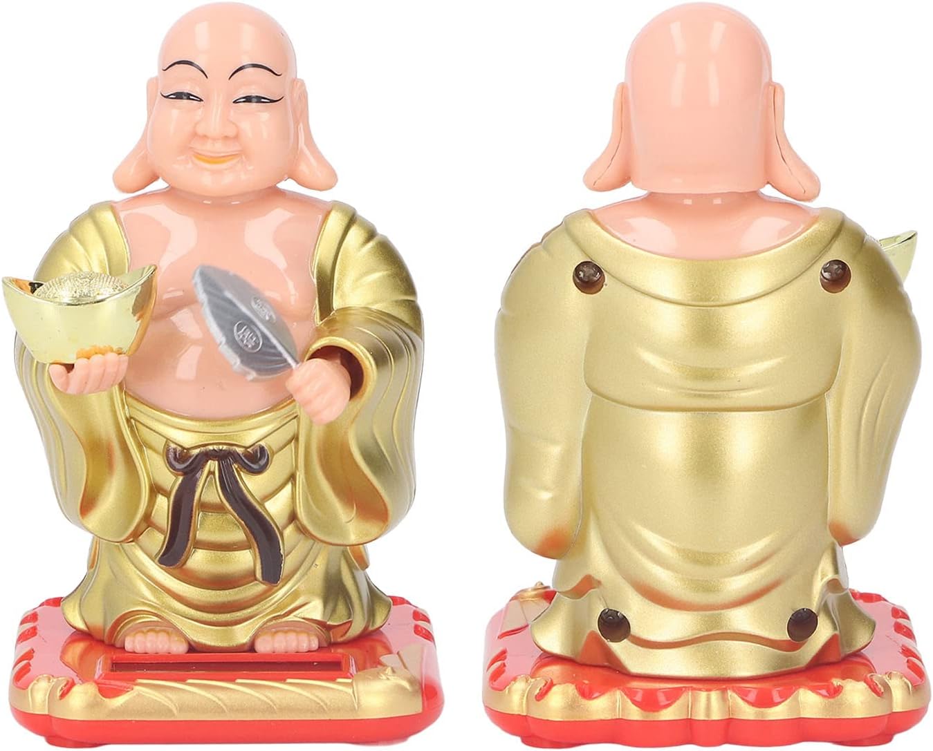 Standing Maitreya Buddha Solar Ornaments, Light Energy Sensing Automatically Wave Hand Nod Head Car Dashboard Ornament Home Wealth Health Lucky Ornaments