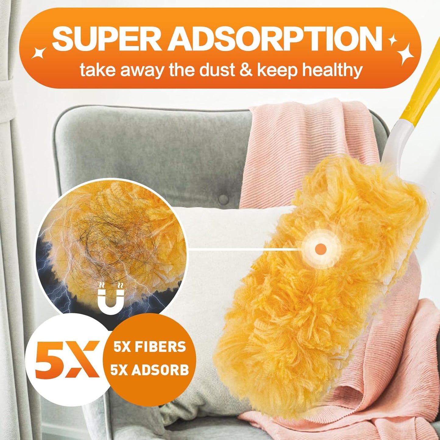 Heavy Duty Duster Refills, Unscented Disposable Dusters Kit for Cleani