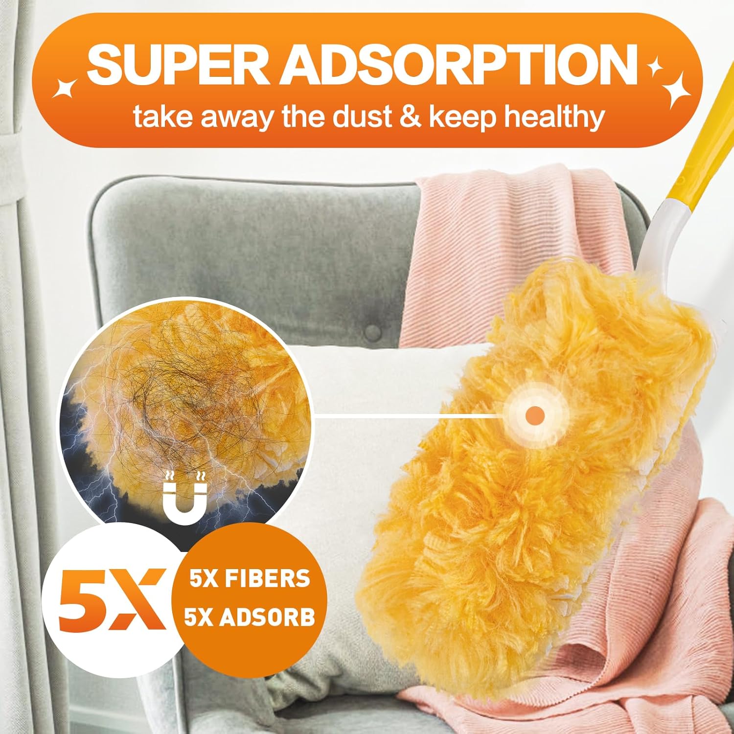 Heavy Duty Duster Refills, Unscented Disposable Dusters Kit for Cleani