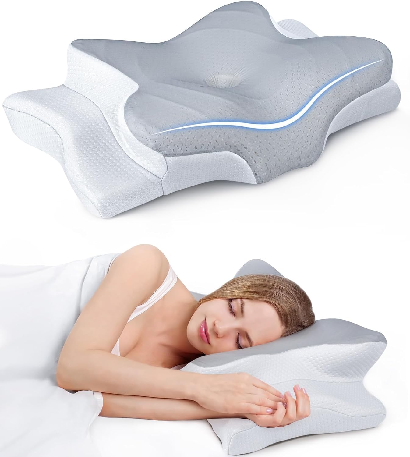 Ultra Pain Relief Cooling Pillow for Neck Support, Adjustable Cervical