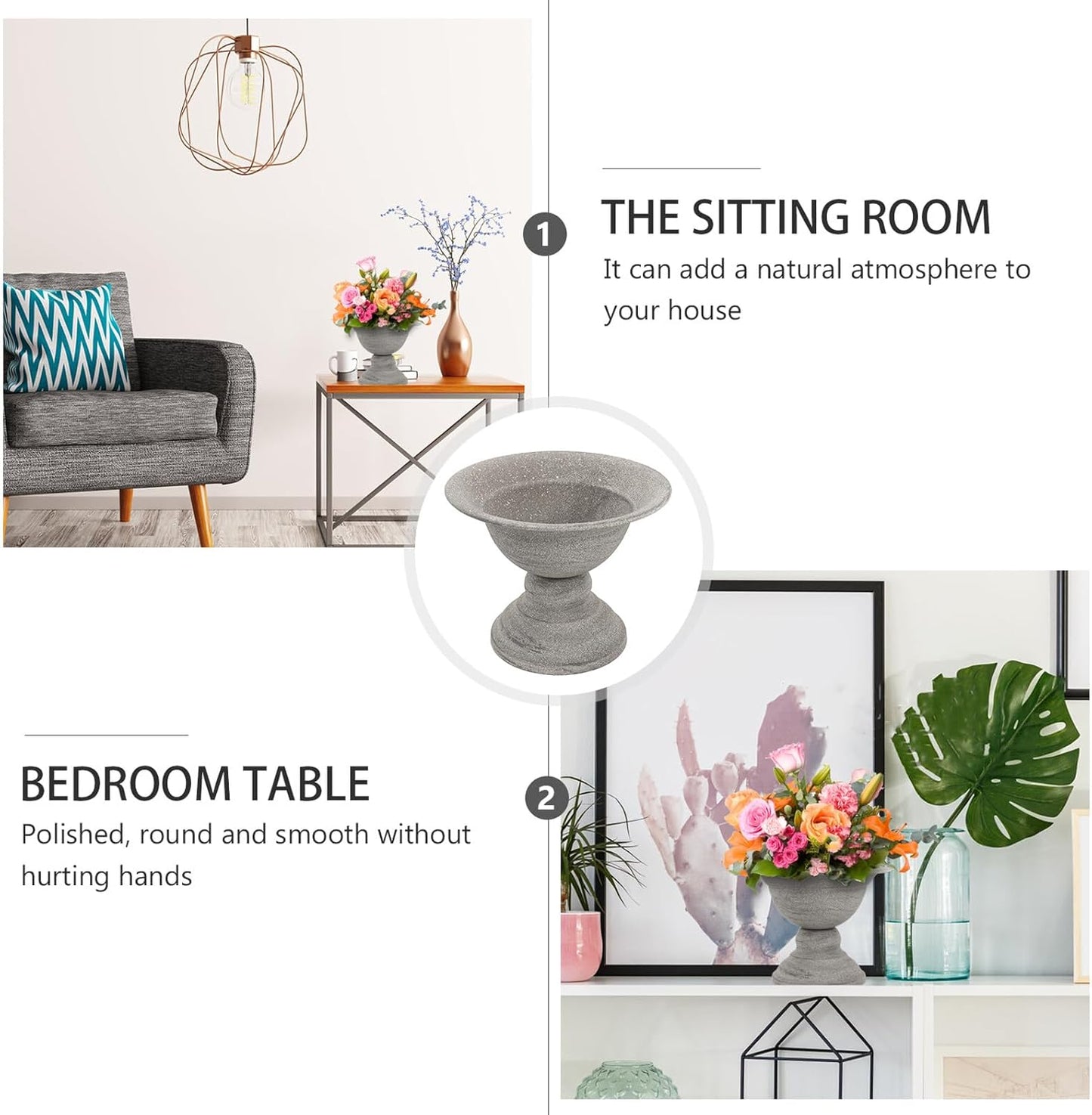 FAVOMOTO Vintage Style Metal Vase with Stable Flat Base for Tabletop Decor Rustic Grey Flowerpot for Home and Dining Table Farmhouse Retro Metal Planter for Floral Arrangements and