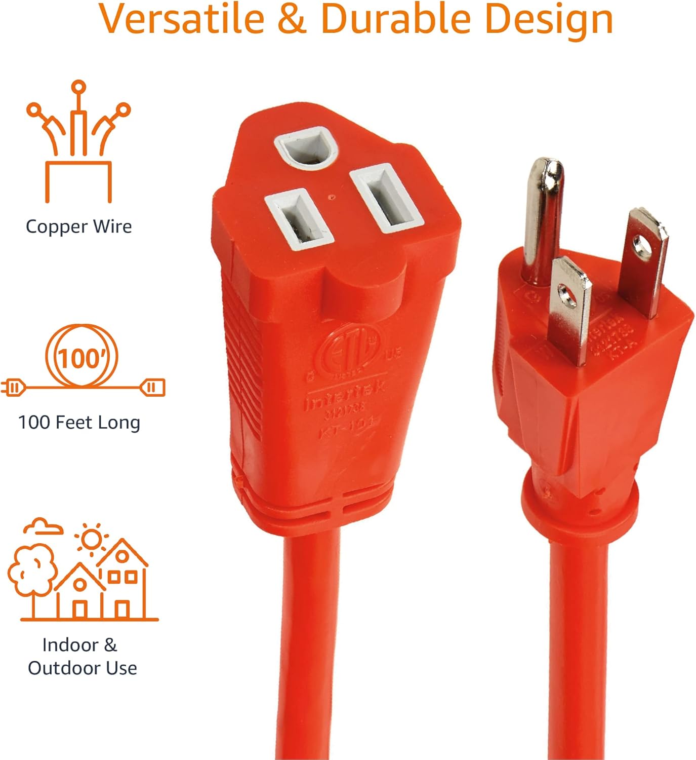 Amazon Basics 100 foot 3-Prong Vinyl Indoor/Outdoor Extension Cord - 1