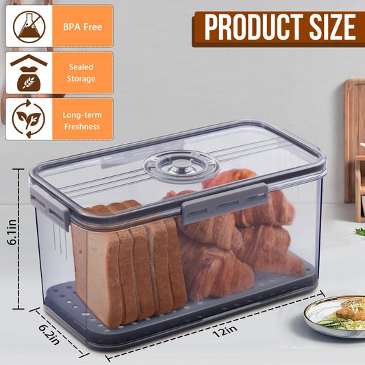 Bread Box Bread Boxes for Kitchen Counter Airtight, Time Recording Bre