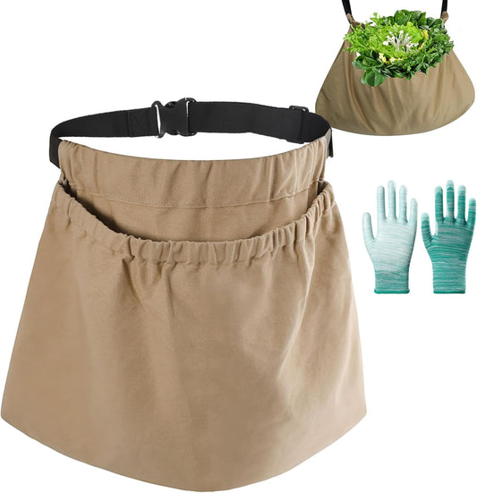 Adjustable Garden Apron with Storage Pouch for Harvesting, Fruit Picking, Vegetables, Hands-Free Design