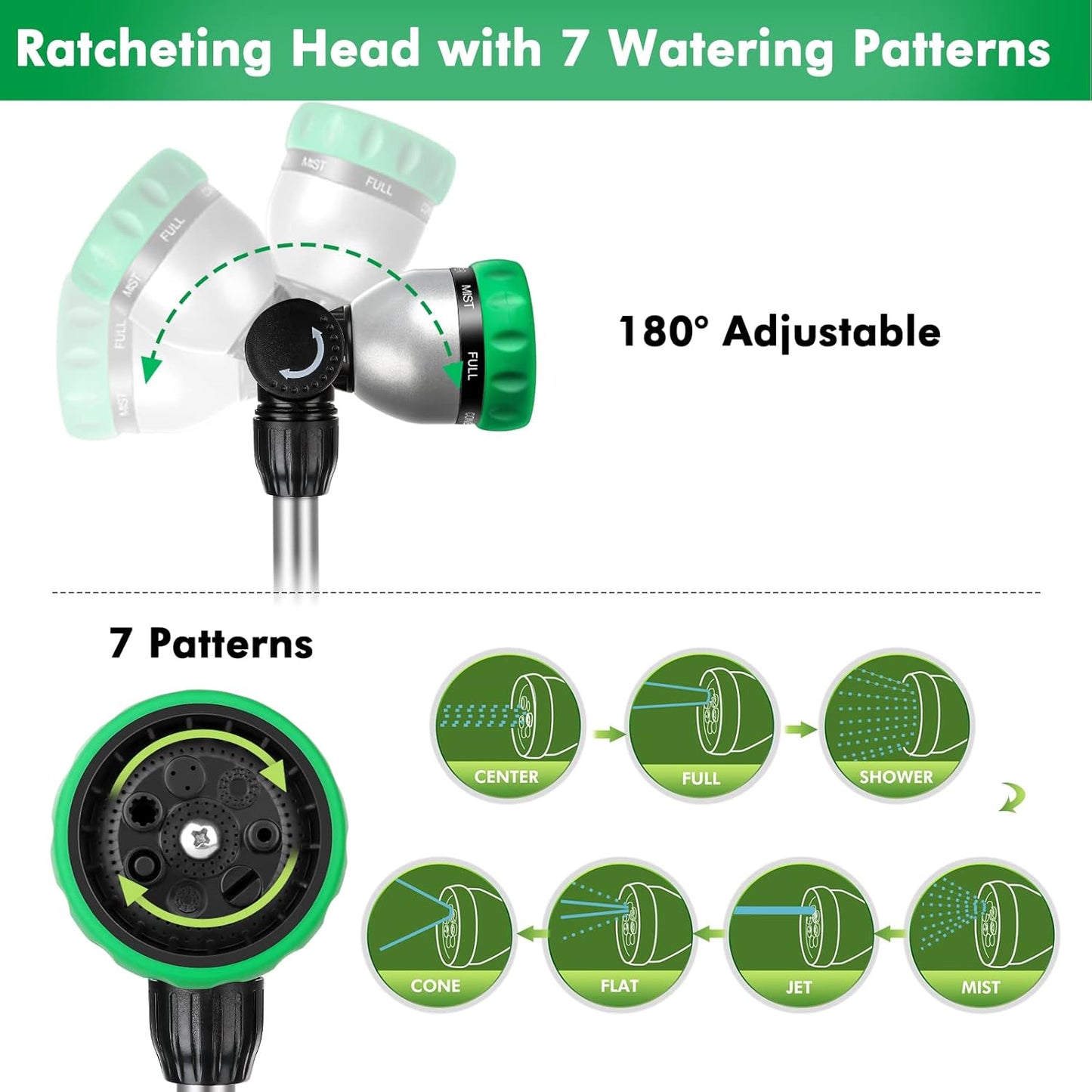 RESTMO Metal Watering Wand, Heavy Duty Garden Hose Wand with 180° Swiv