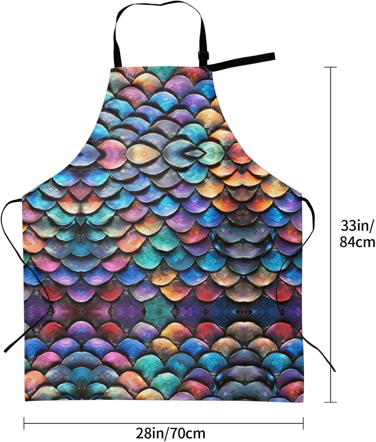 YANYU Dragon Scale Print 28x33 In Kitchen Apron Stylish Chef Apron with Pockets for Cooking Baking Painting