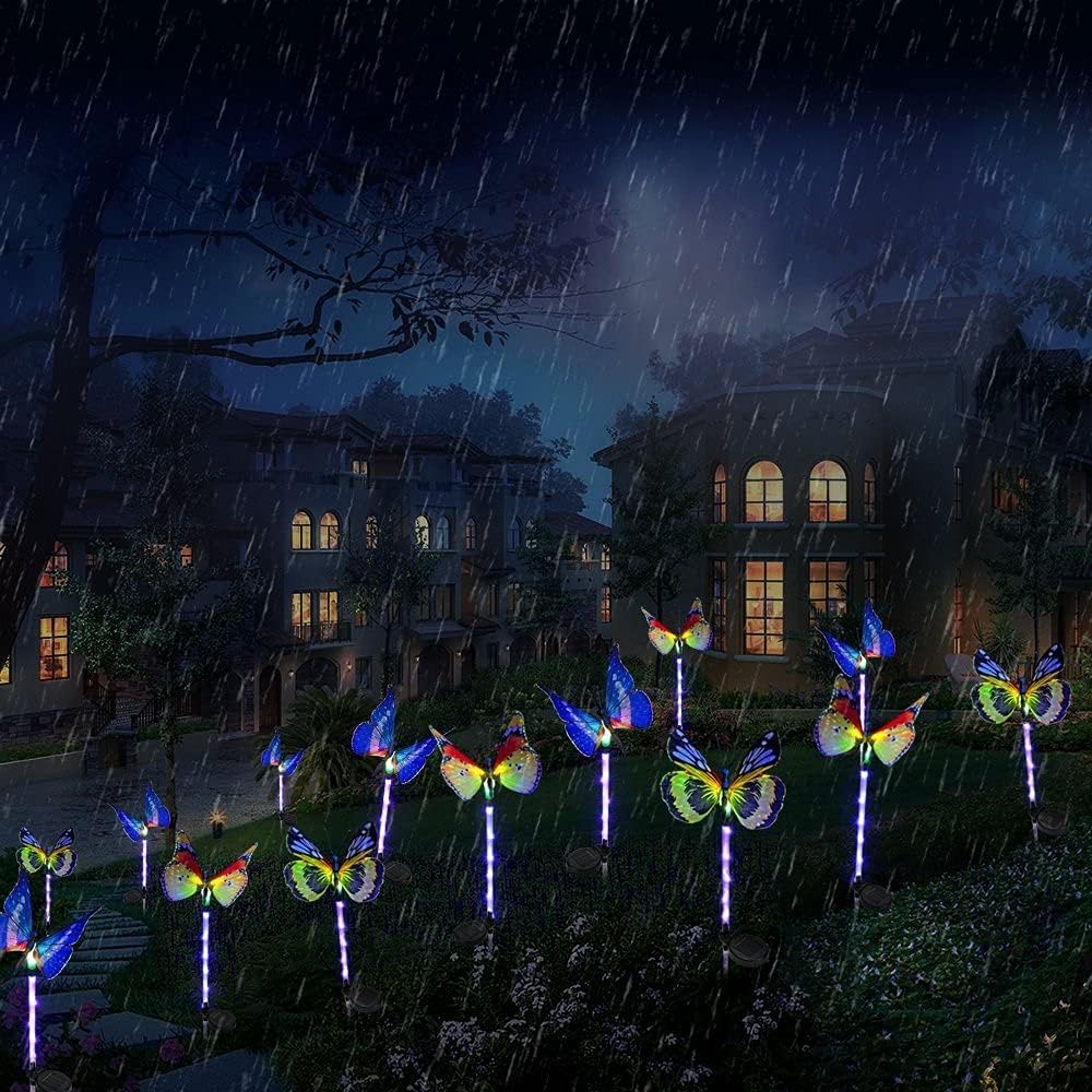 LED Fiber Optic Butterfly Light Outdoor Garden Lawn Landscape Decorative Light Solar Lights for Garden Decoration