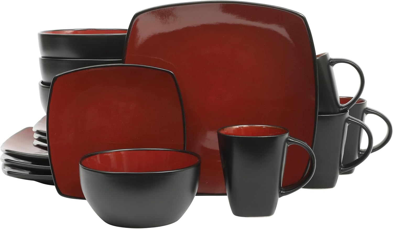 Gibson Elite Soho Lounge Square 16-Piece Dinnerware Set, Service for 4