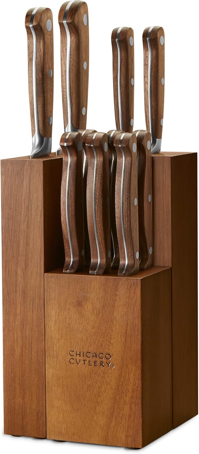 Chicago Cutlery Racine 12-PC Kitchen Knife Wood Block Set, Stainless S